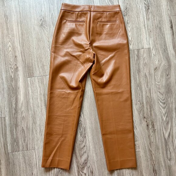 J. Crew Kate Straight Leg Faux Leather Pant in Brown Leather Saddle Size 2 - Picture 11 of 11